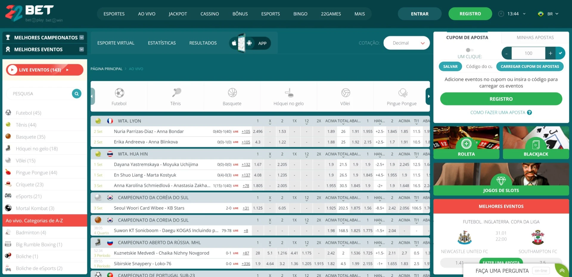 Apostas ao Vivo 22bet