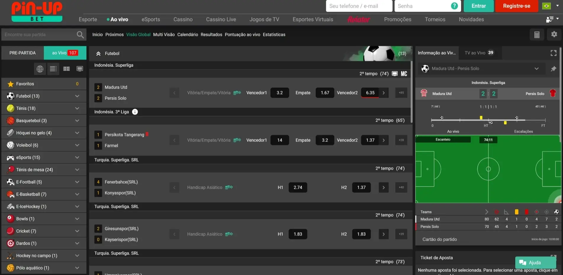 Pin-Up Apostas ao vivo