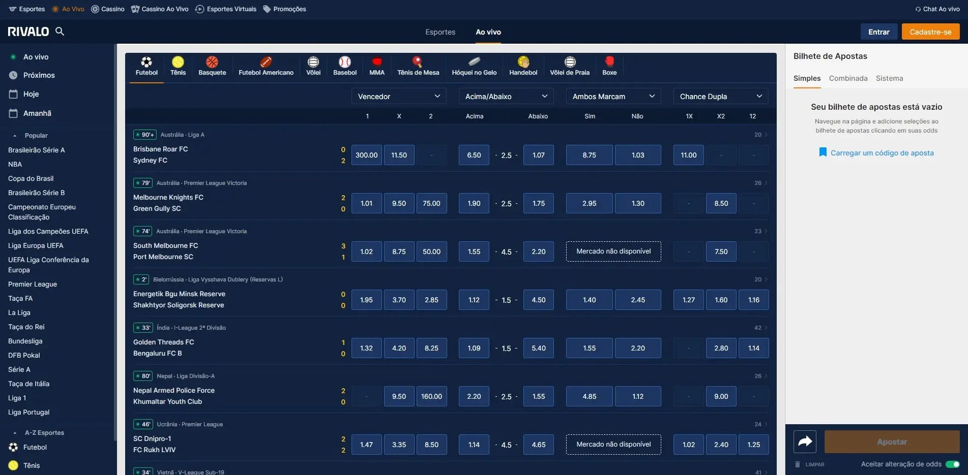 Apostas ao Vivo Rivalo