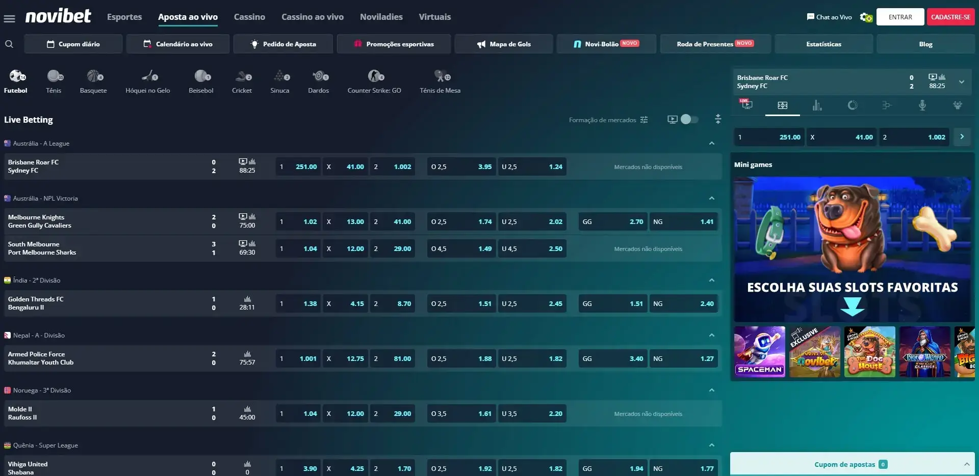 Apostas ao Vivo Novibet