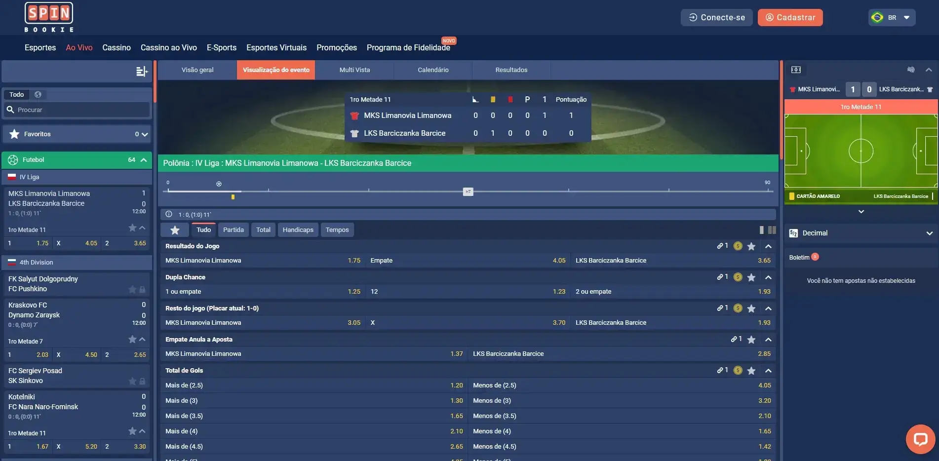 Apostas ao Vivo Spinbookie