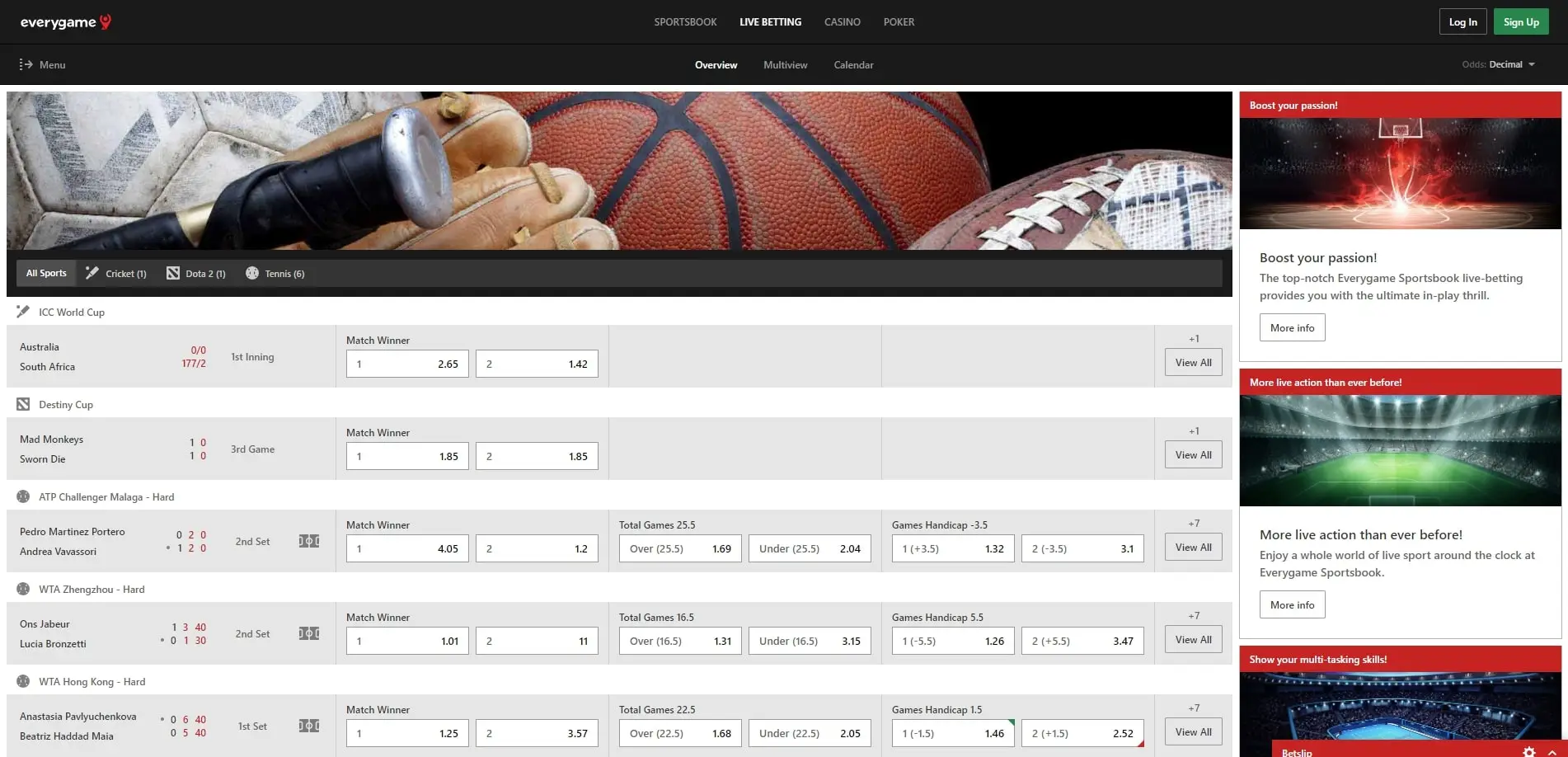 Apostas ao Vivo Everygame