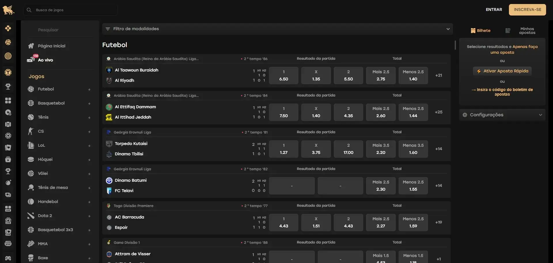 Apostas ao Vivo Fairspin