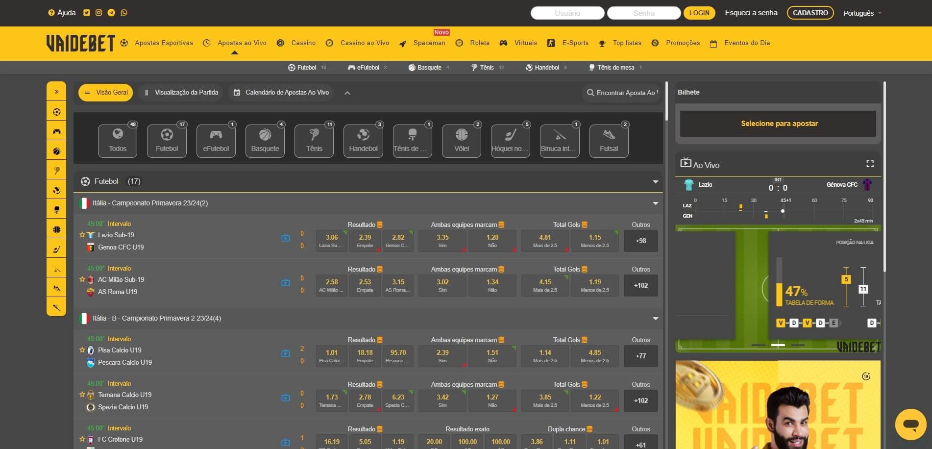 Apostas ao Vivo Vaidebet