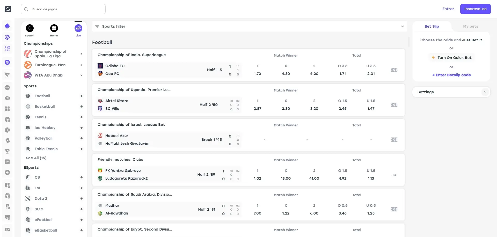 Apostas ao Vivo Weiss.bet