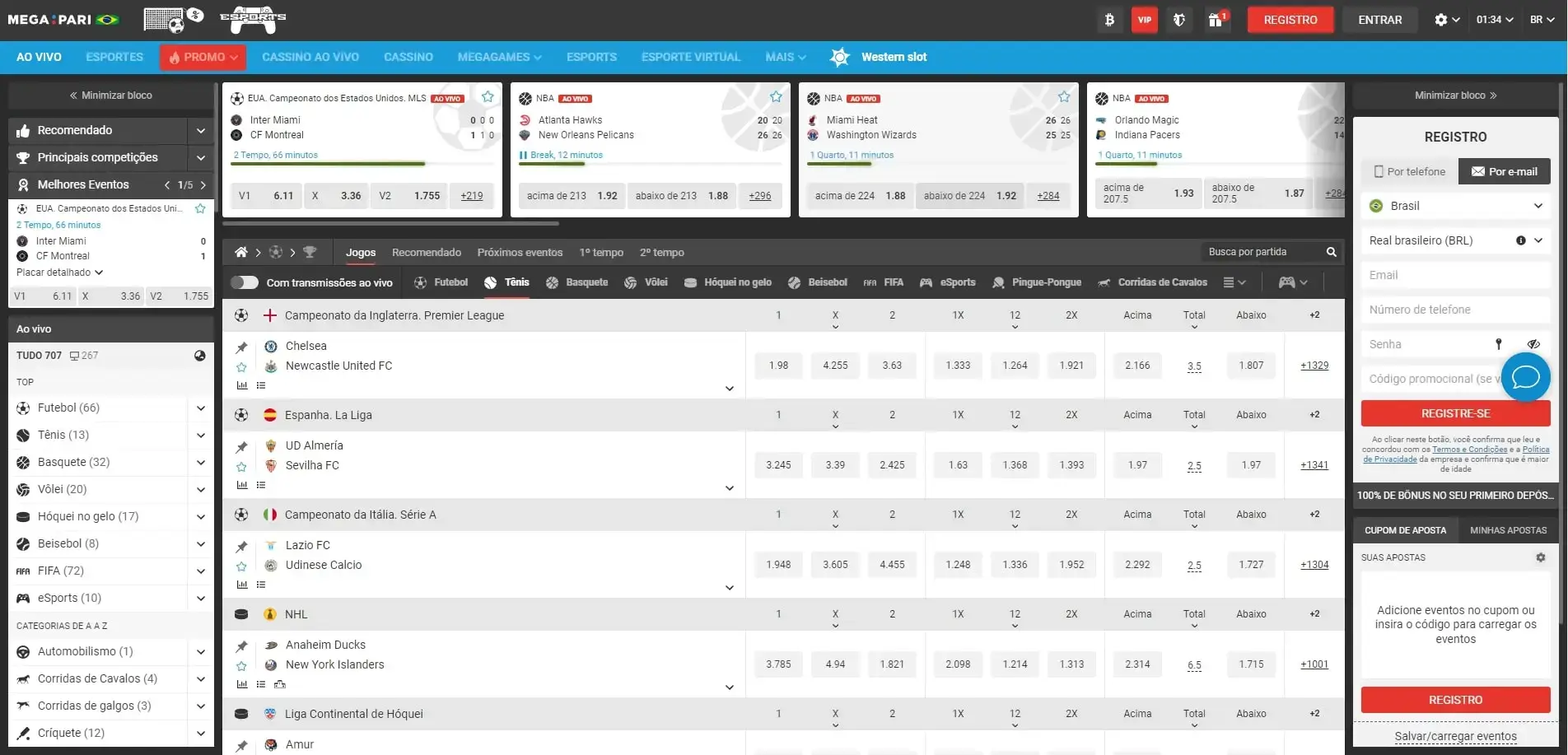 Apostas ao Vivo Megapari