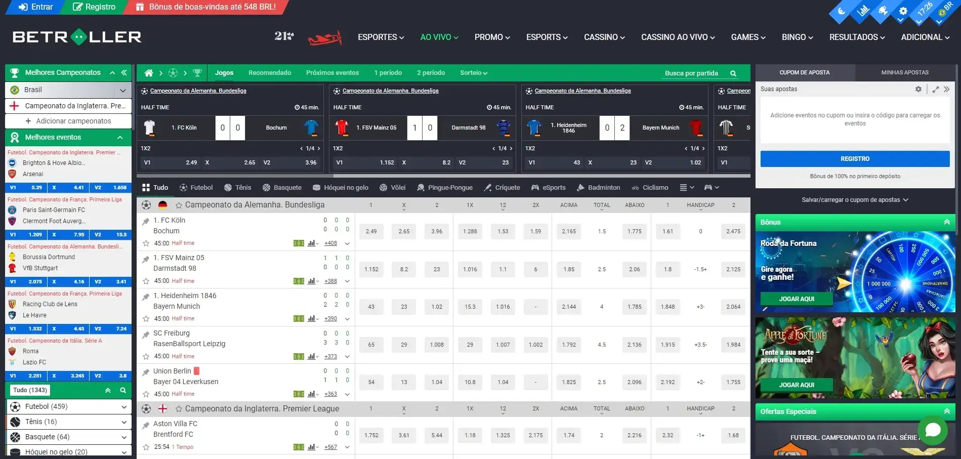 Apostas ao Vivo Betroller