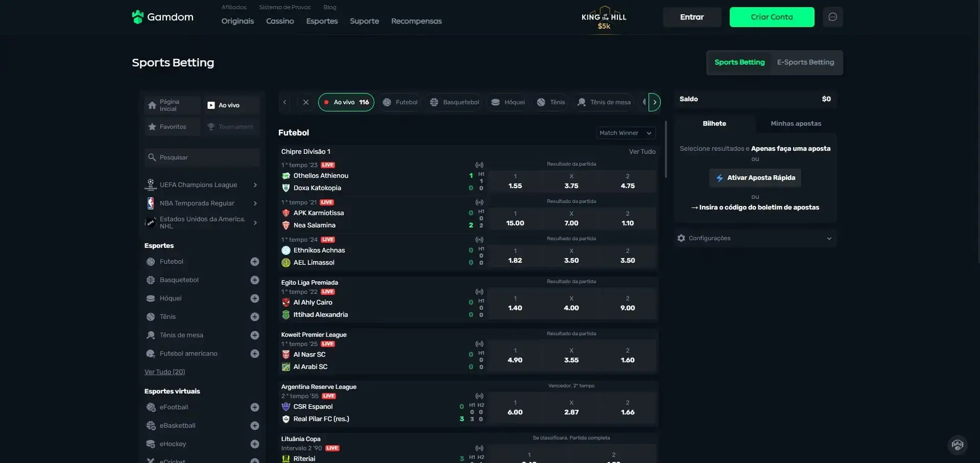 Apostas ao Vivo Gamdom