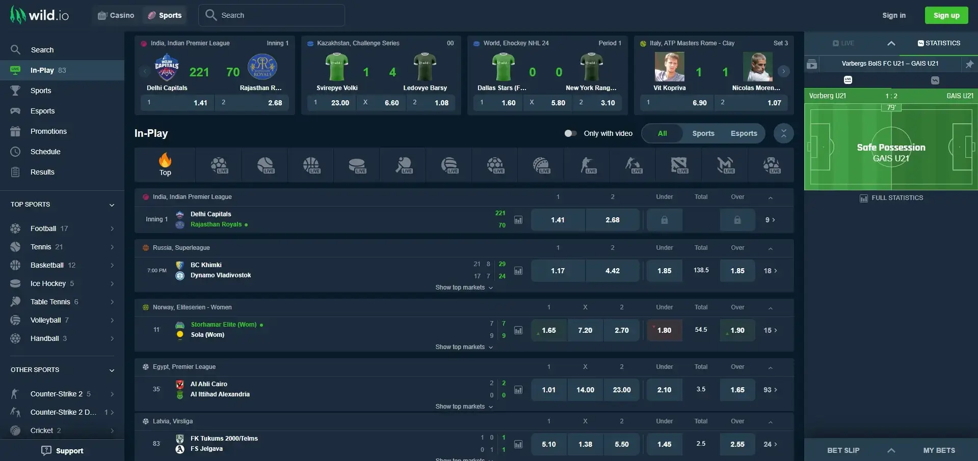 Apostas ao Vivo Wild.io