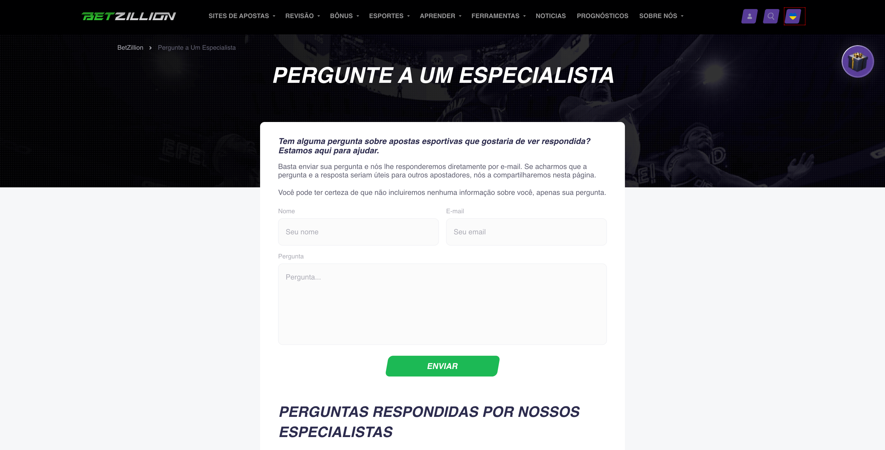 BetZillion lança a ferramenta Pergunte a um especialista