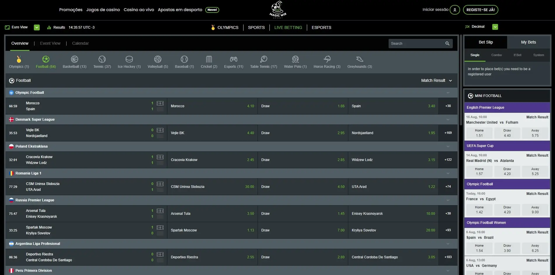Apostas ao Vivo Magicwin