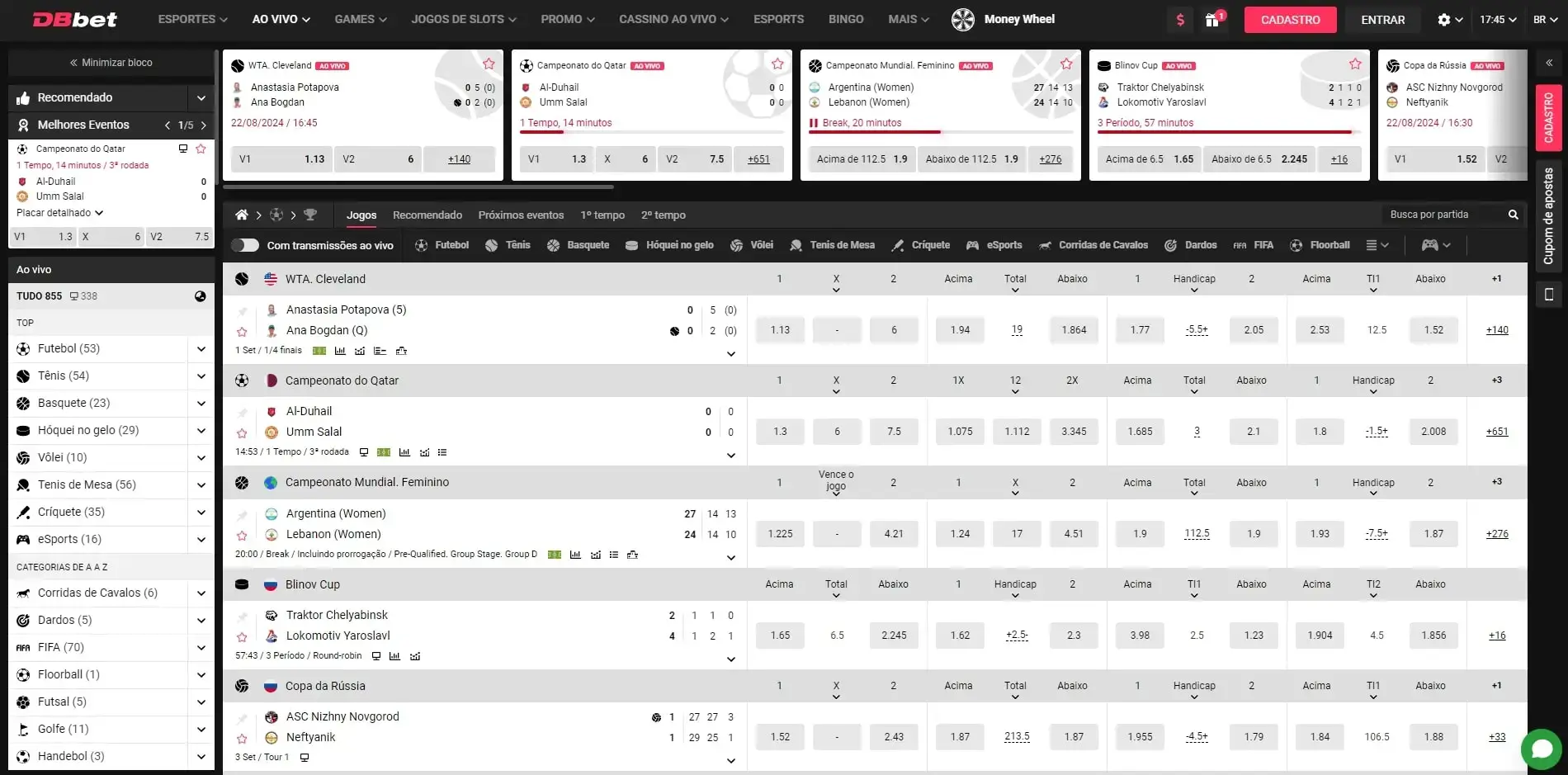 Apostas ao Vivo DBbet