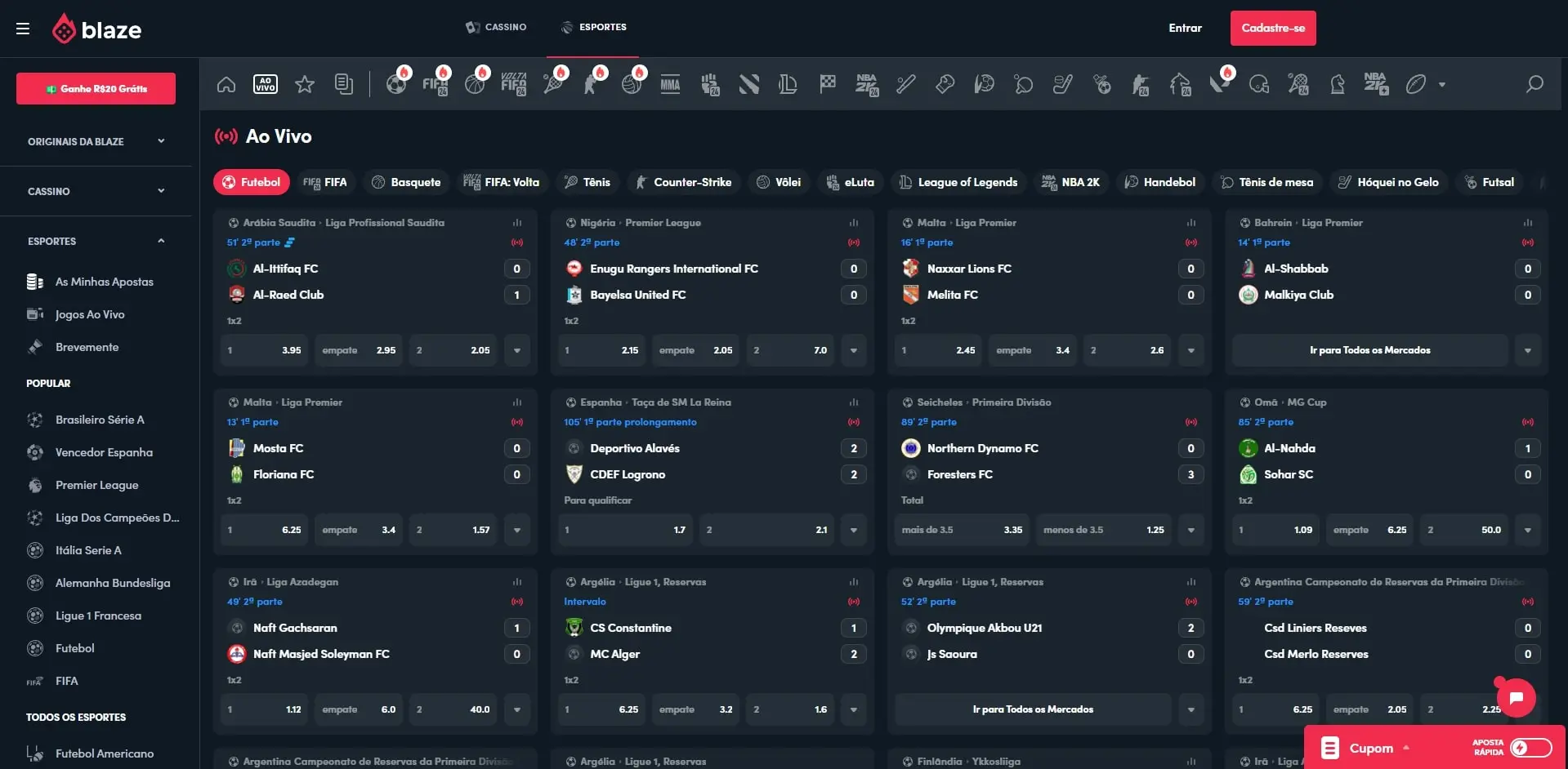 Apostas ao Vivo Blaze
