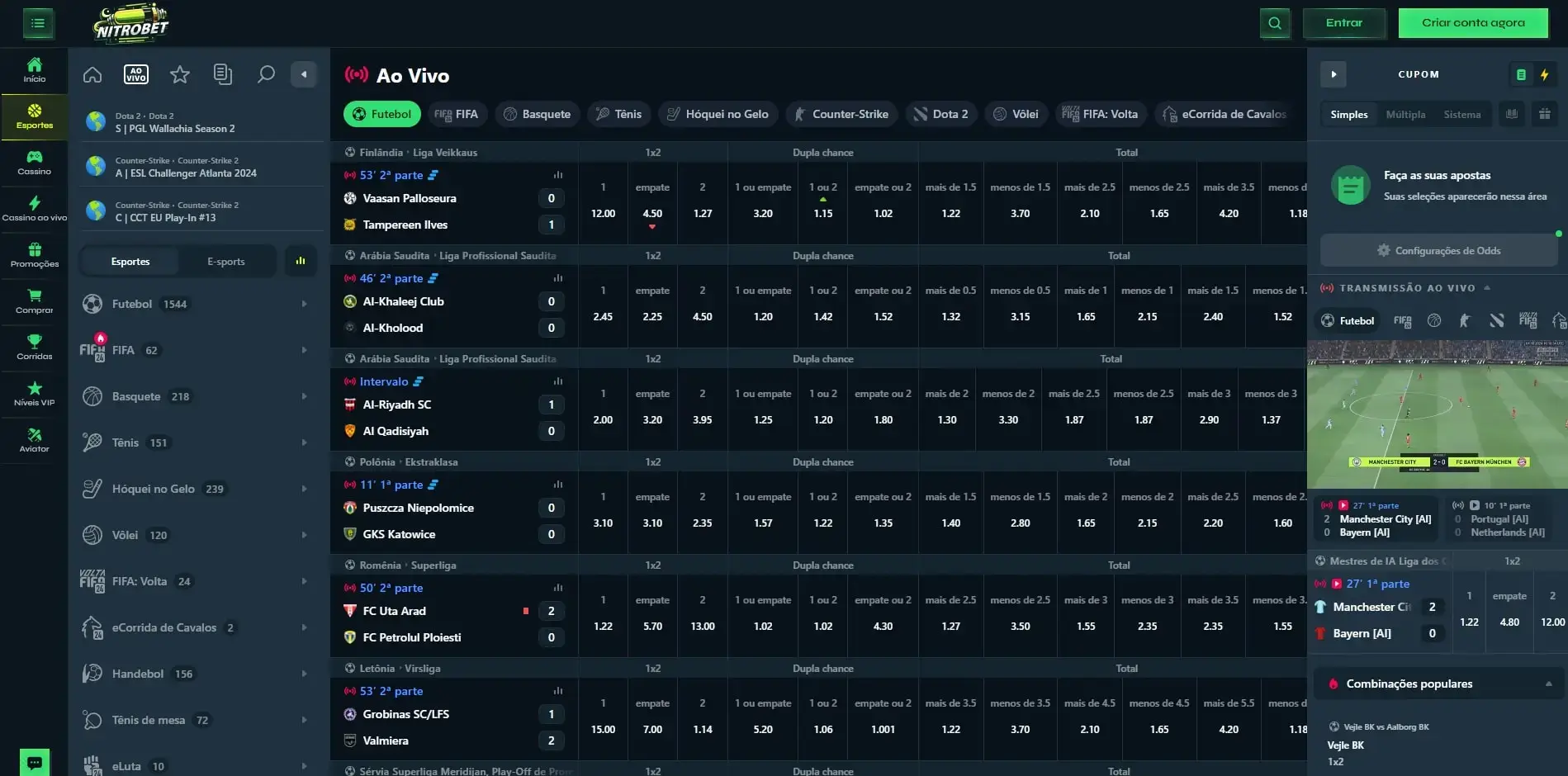 Apostas ao Vivo NitroBet