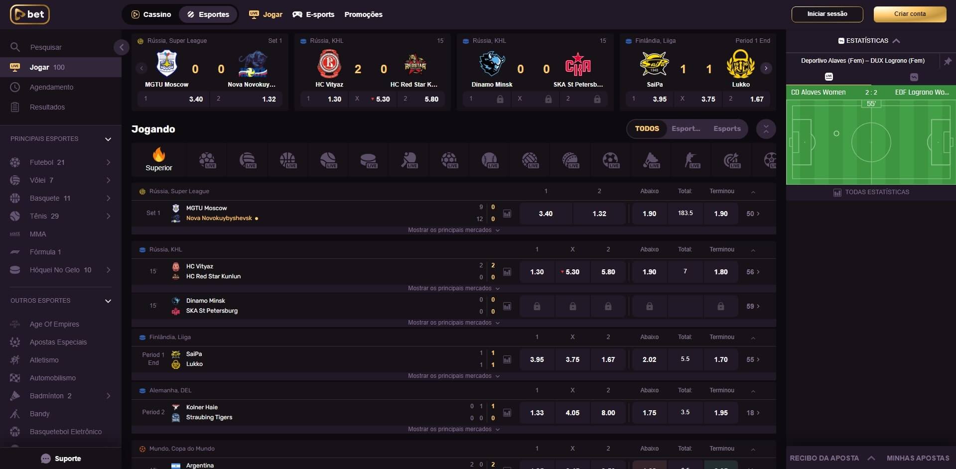 Apostas ao Vivo Playbet.io