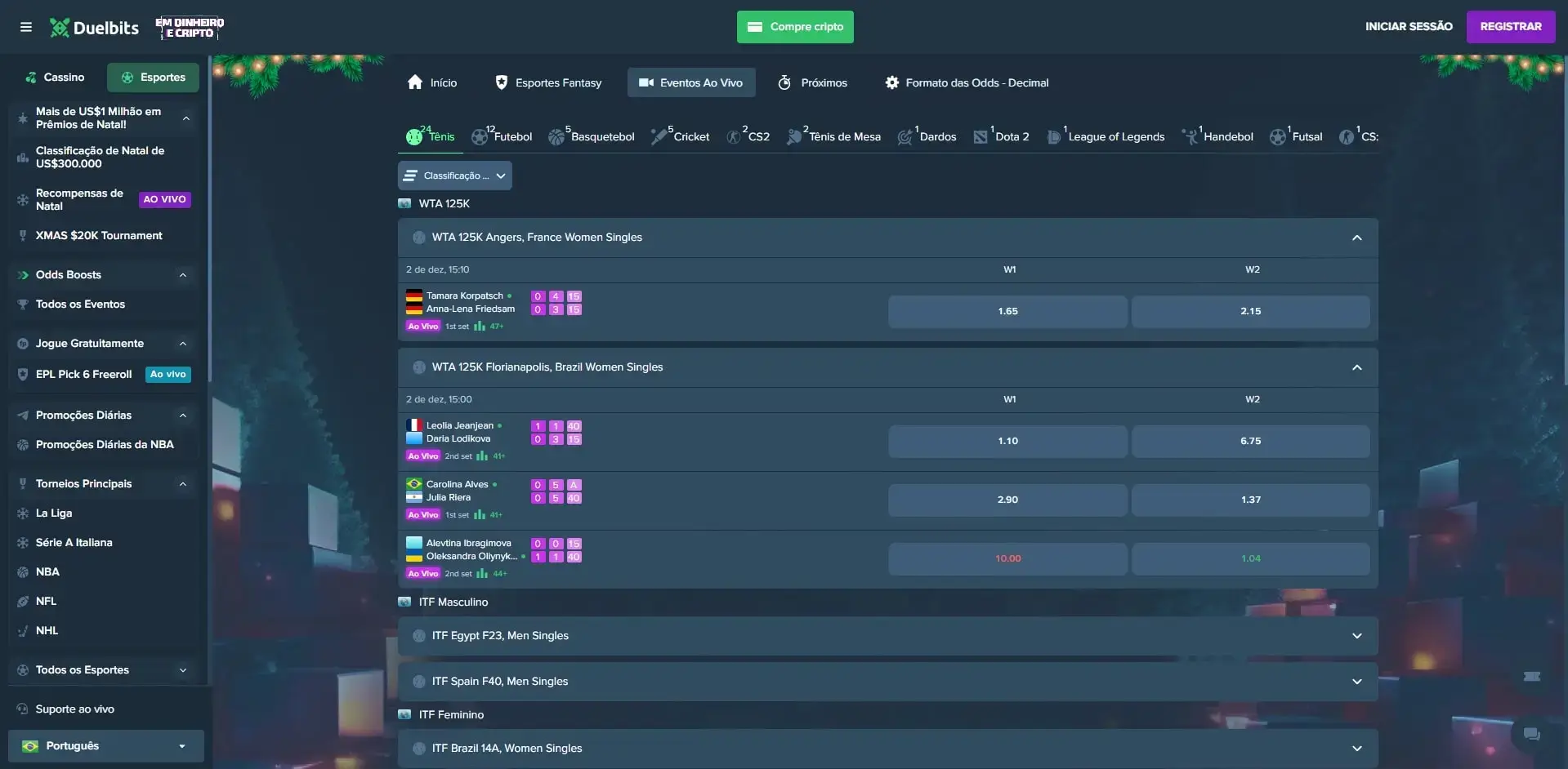 Apostas ao Vivo Duelbits