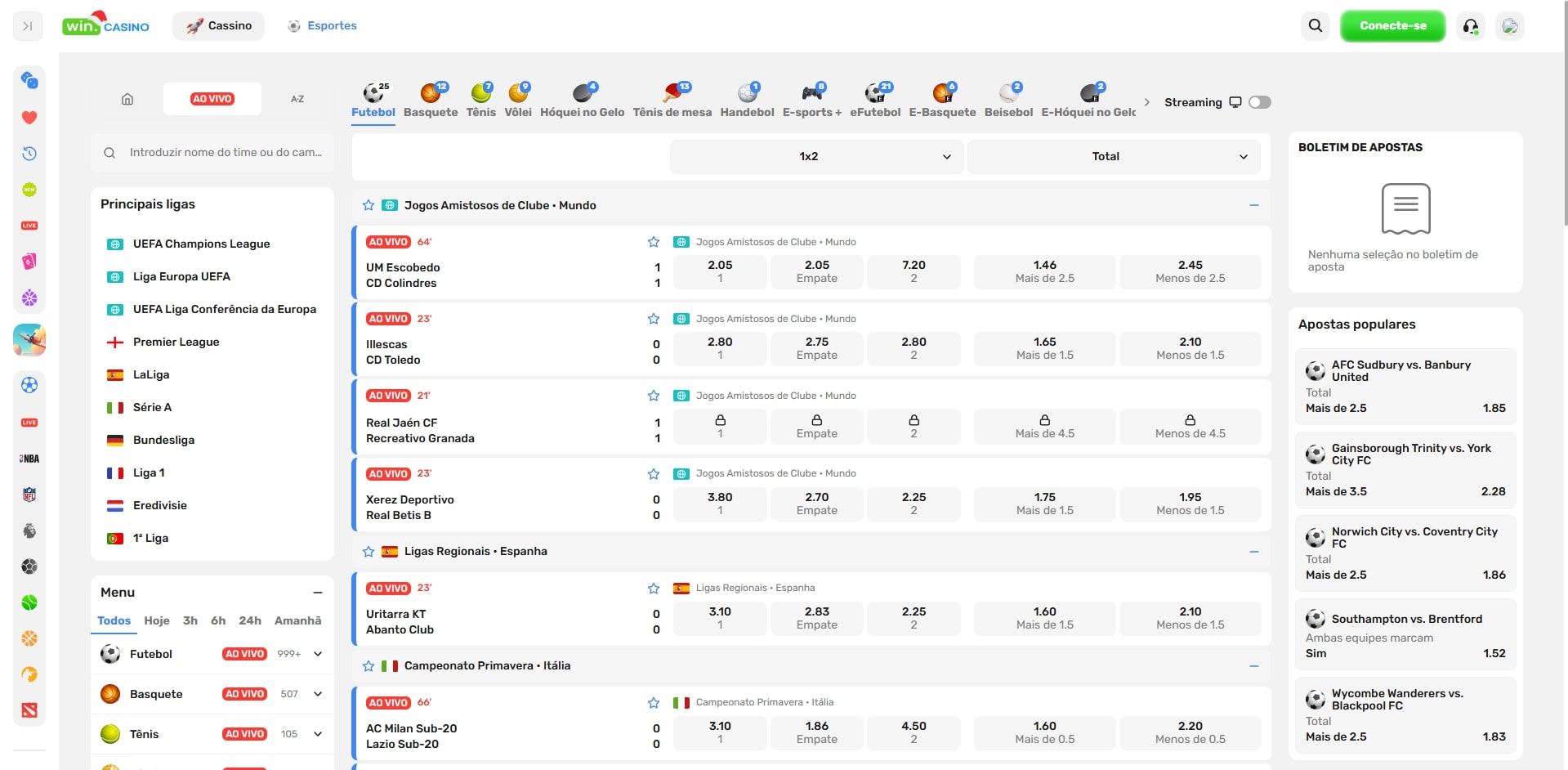 Apostas ao Vivo Win.Casino