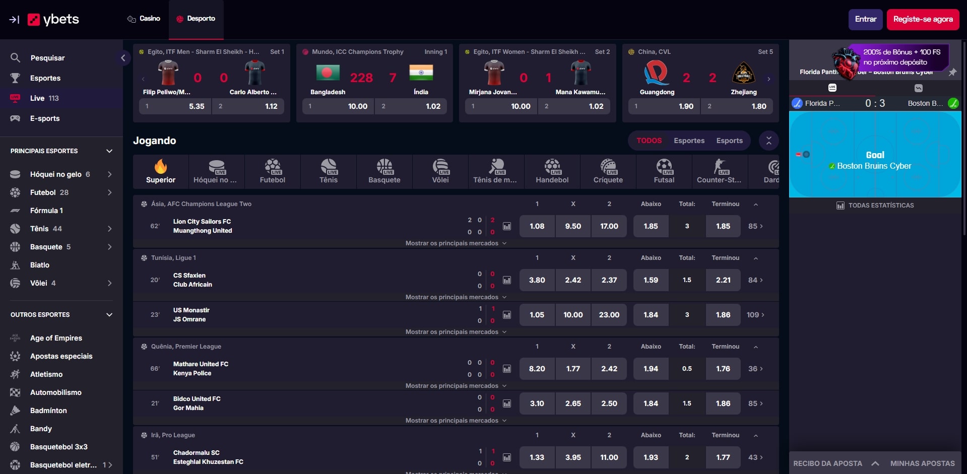Apostas ao Vivo Ybets