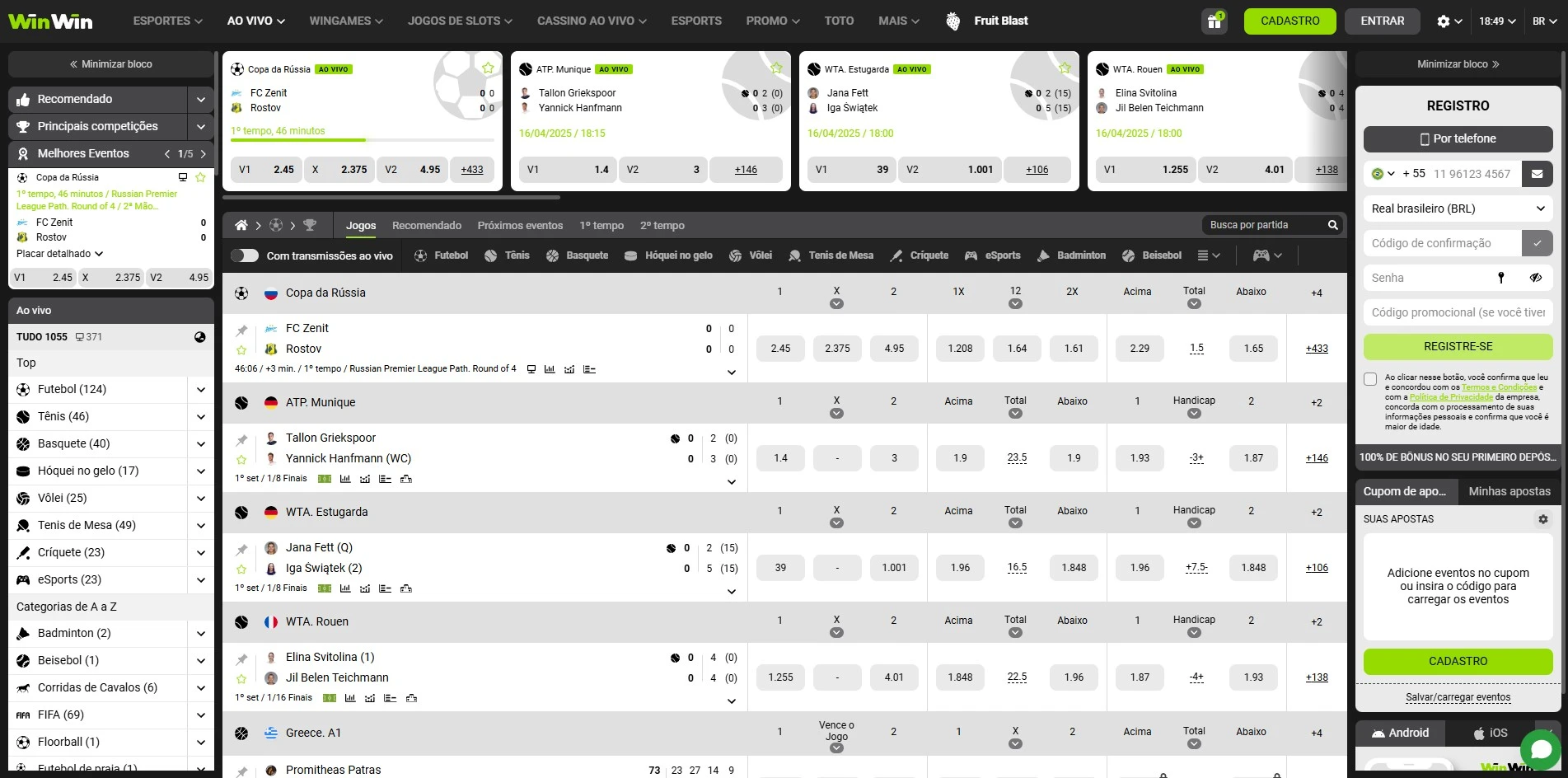 Apostas ao Vivo Winwin.Bet